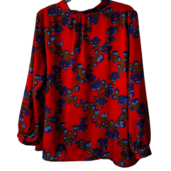 J Crew Collection Tie-neck Blouse in lattice floral, plus size 2X - Picture 3 of 12